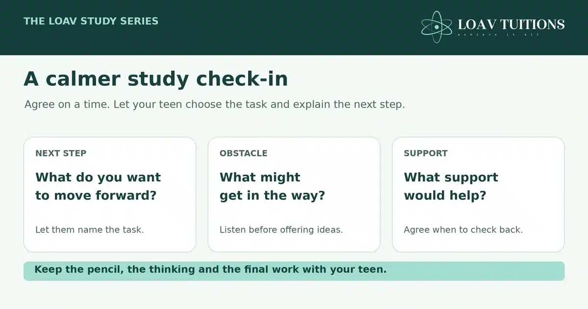 Three parent check-in prompts: what do you want to move forward, what might get in the way, and what support would help?